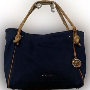 MICHAEL KORS Marina💙Navy Blue💙Large Canvas Tote with Rope Straps/Like New